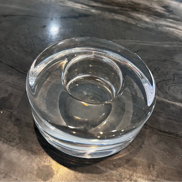 ORREFORS PUCK TEA LIGHT HOLDER  ART GLASS SWEDEN VOTIVE 3.75" DIAMETER 1.5" TALL - Picture 8 of 8